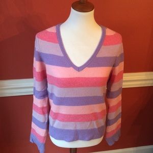 Express striped v-neck wool sweater